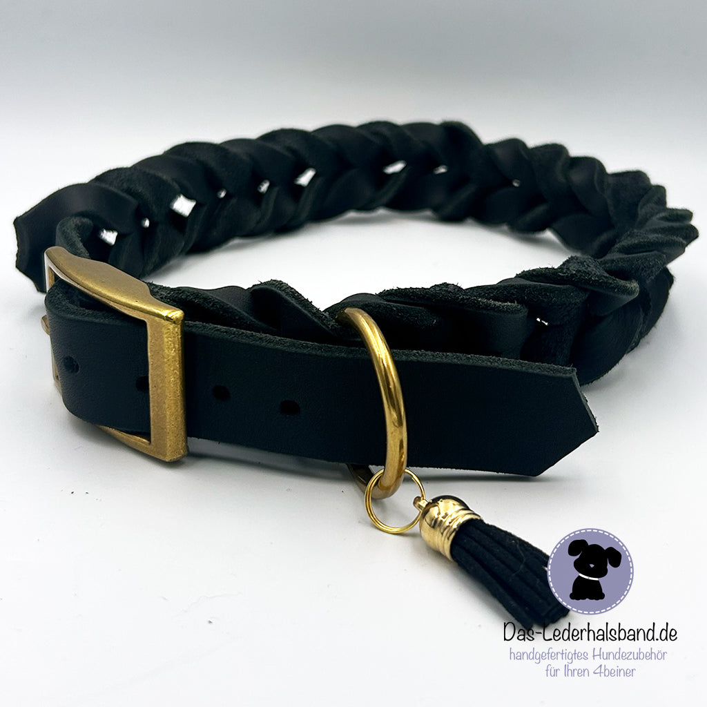 Fettlederhalsband in Schwarz