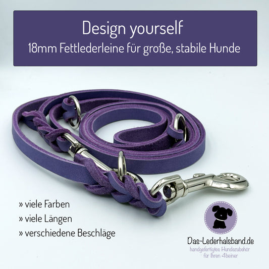 Fettlederleine - Fettlederleine 18mm - für große Hunde | Design yourself
