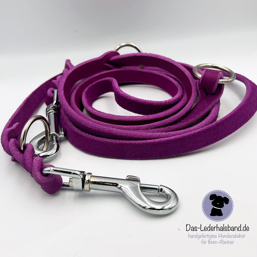 Sofortkauf: Fettlederleine Purpur 12mm, 2,4m lang