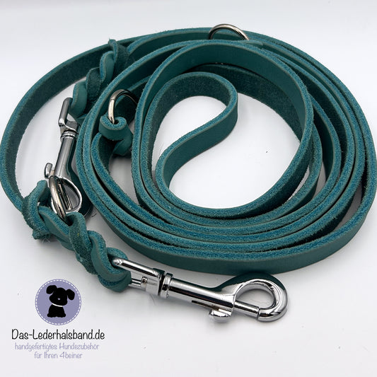 Sofortkauf: Fettlederleine Smaragd 14mm, 3m lang