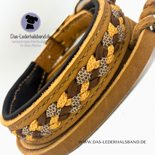 Sofortkauf: Fettlederhalsband "Camel-Braun" 40-45cm