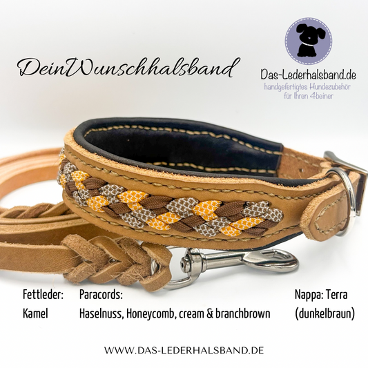 Sofortkauf: Fettlederhalsband "Camel-Braun" 40-45cm