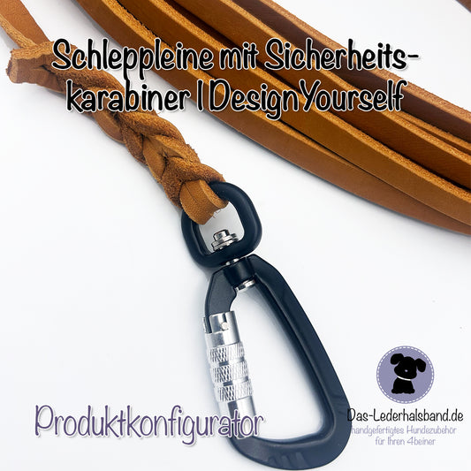 Fettleder Schleppleine mit Sicherheitskarabiner - DesignYourself