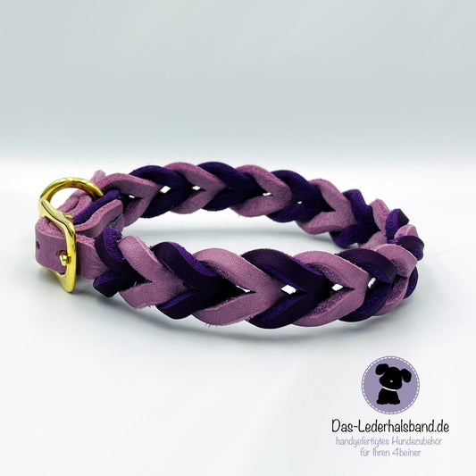 Fettlederhalsband DUO in lila-flieder - in 6 Größen erhältlich