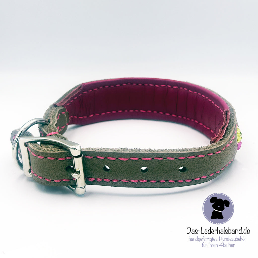 Sofortkauf: Fettlederhalsband "Spring" 30-34cm