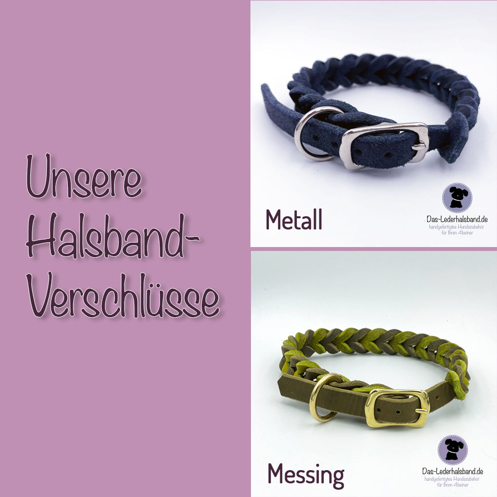 Fettlederhalsband DUO in rot-bordeaux