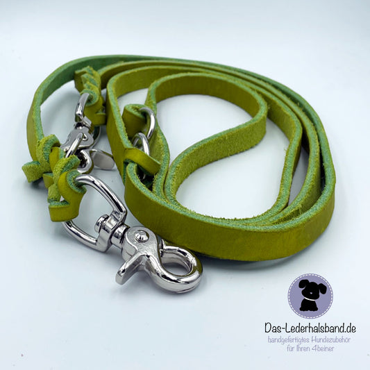 Fettlederleine - Hundeleine - in Limegreen - 2,40m lang