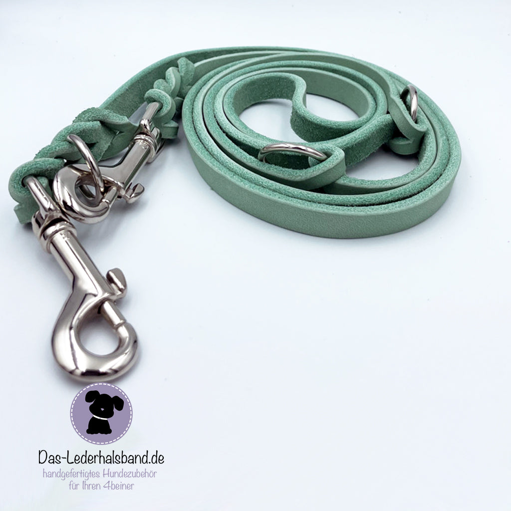 Fettlederleine - Hundeleine - in mint - 2,40m lang