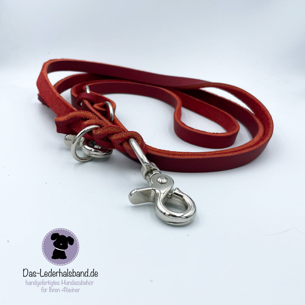 Set | Fettlederhalsband mit Leine DUO in rot-dunkelblau