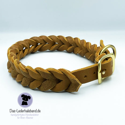 Fettlederhalsband Cognac - 34-40cm