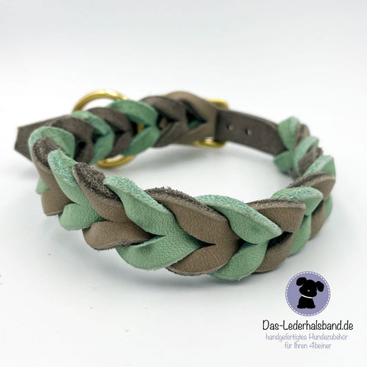 Fettlederhalsband in Schlamm-Mint