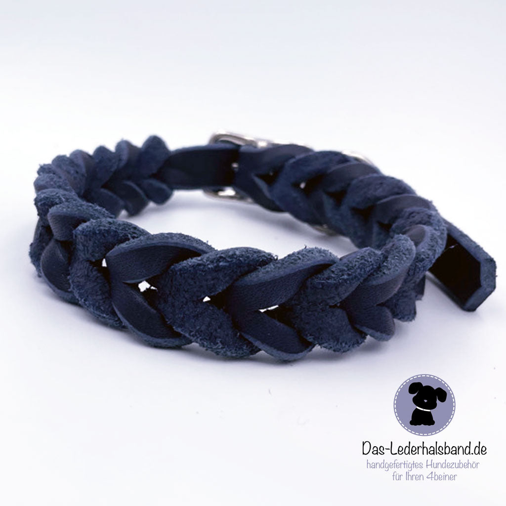 Fettlederhalsband dunkelblau