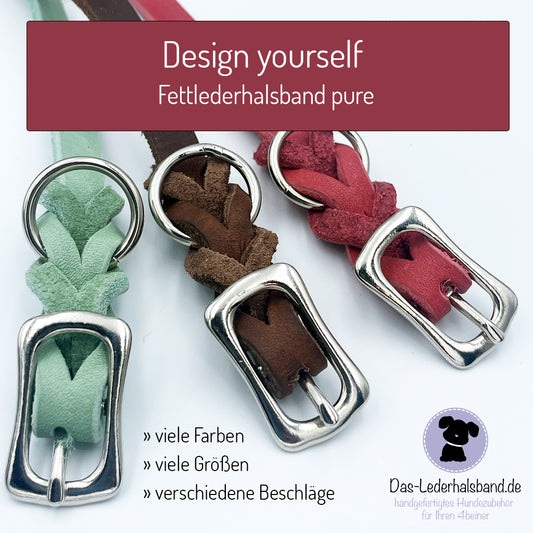 Fettlederhalsband pure - auch als Set | Design yourself