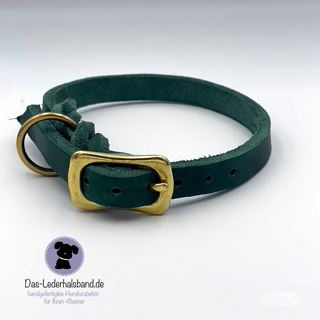 Fettlederhalsband PURE in dunkelgrün - in 6 Größen erhältlich