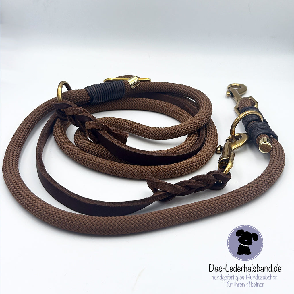 Hundeleine "Haselnut"- Tau meets Fettleder